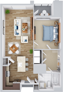 One-bedroom apartment floorplan
