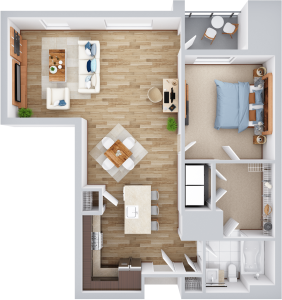 One-bedroom apartment floorplan