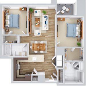 Two-bedroom apartment floorplan